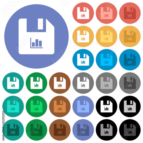 File statistics round flat multi colored icons