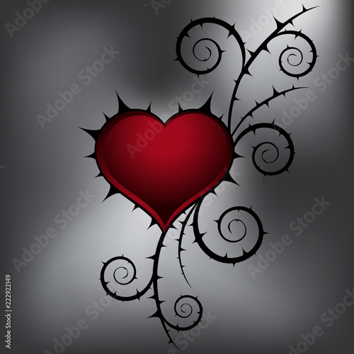 Abstract heart and bush Illustration. Floral element.