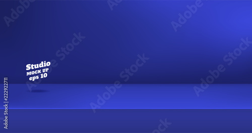 Vector,Empty vivid navy blue color studio table room background ,product display with copy space for display of content design.Banner for advertise product on website.