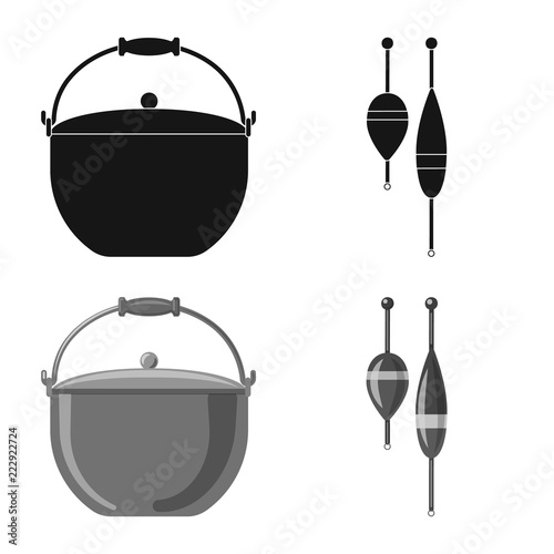 Isolated object of fish and fishing logo. Set of fish and equipment stock symbol for web.