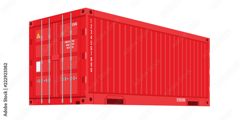 Red Shipping Cargo Container for Logistics and Transportation. Flat color Vector Illustration Red Shipping Cargo Container for Logistics and Transportation. Flat color Vector Illustration