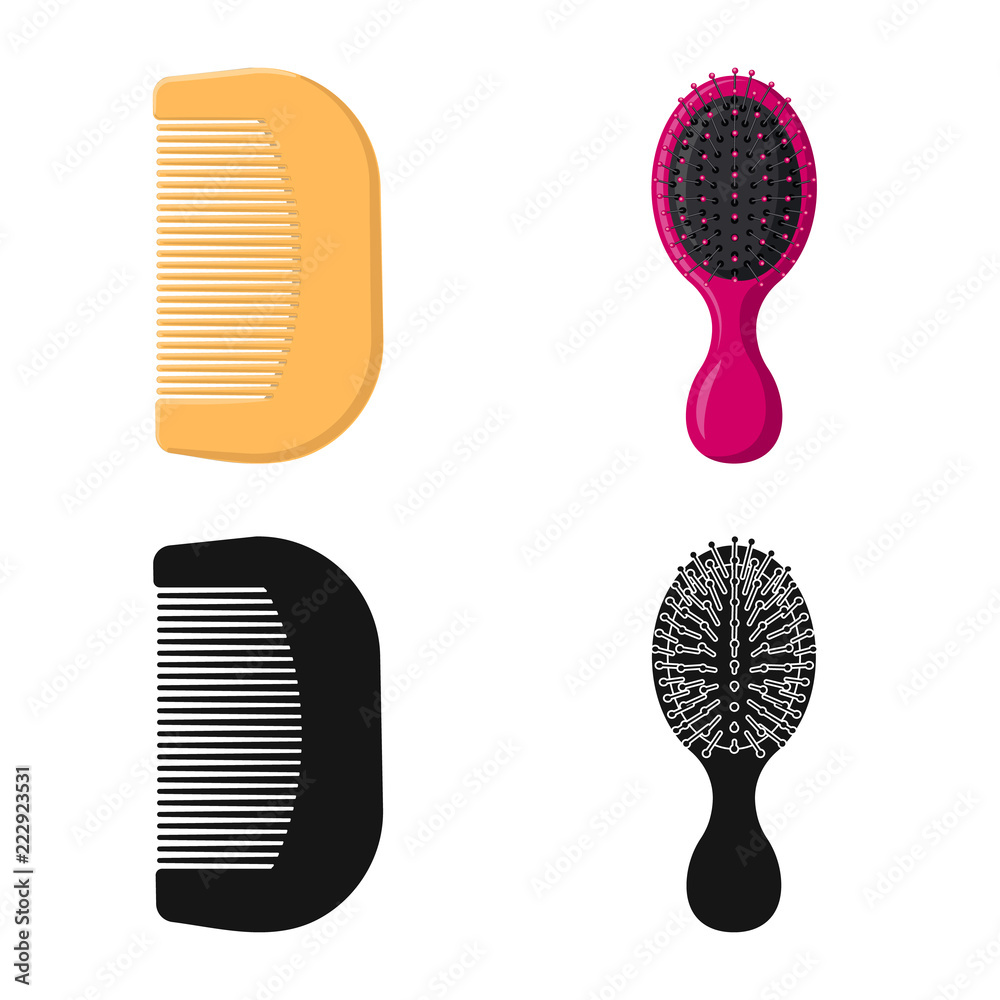 Isolated object of brush and hair sign. Collection of brush and hairbrush stock vector illustration. Isolated object of brush and hair sign. Collection of brush and hairbrush stock vector illustration.