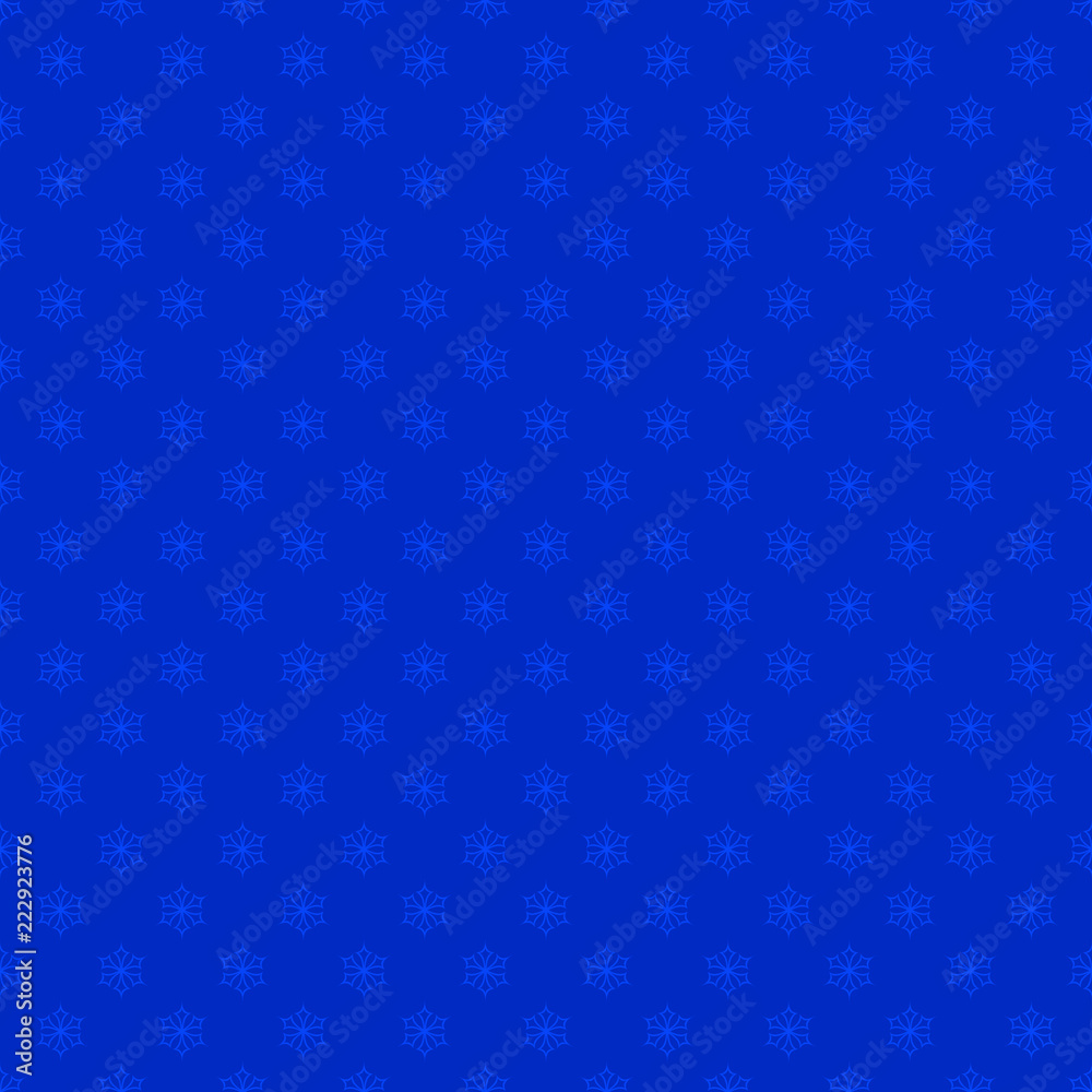 Blue seamless stylized snowflake pattern background - geometrical vector graphic design