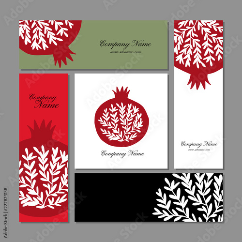 Business cards design, pomegranate background
