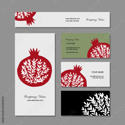 Business cards design, pomegranate background