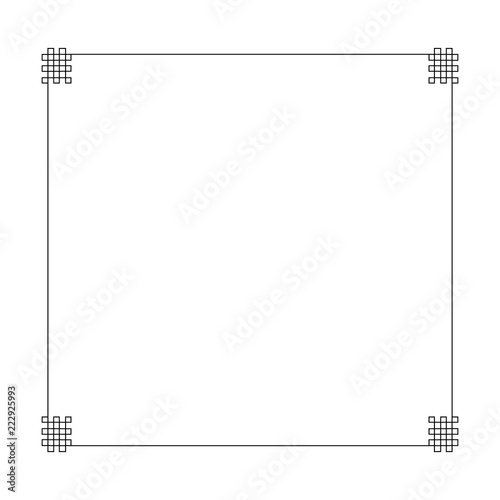 Vector Oriental Frame, Black Border Isolated, Ornament Template, Blank.