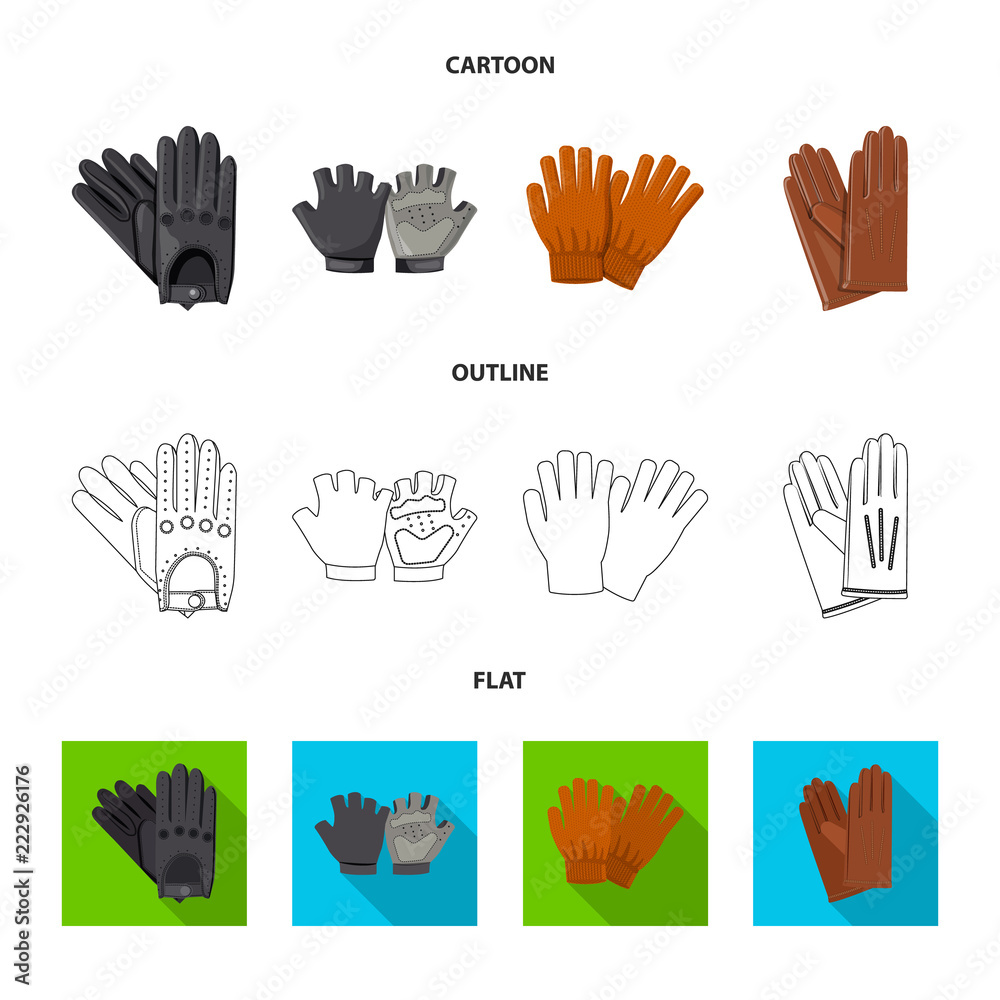 Isolated object of glove and winter sign. Collection of glove and equipment stock vector illustration. Isolated object of glove and winter sign. Collection of glove and equipment stock vector illustration.