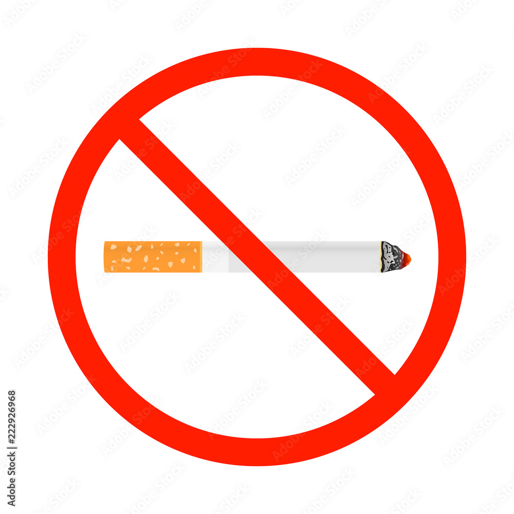 No smoking sign with cigarette. Isolated on white background No smoking sign with cigarette. Isolated on white background