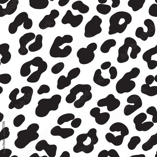 Leopard print. Black and white seamless pattern. Vector illustration background