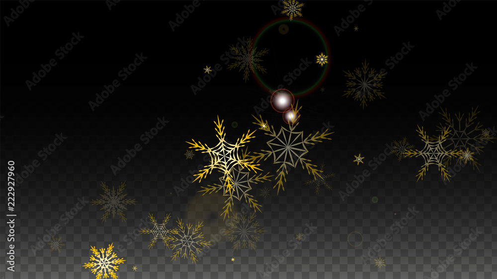 Christmas Vector Background with Gold Falling Snowflakes Isolated on ...