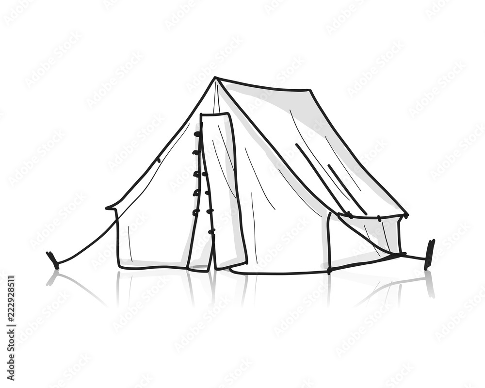 Camping tent open interior graphic black white landscape sketch  illustration vector Stock Vector Image & Art - Alamy