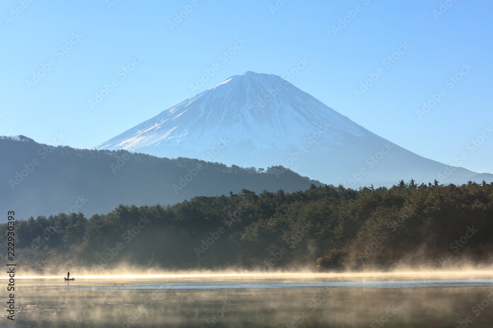 Mountain Fuji with morning mist.