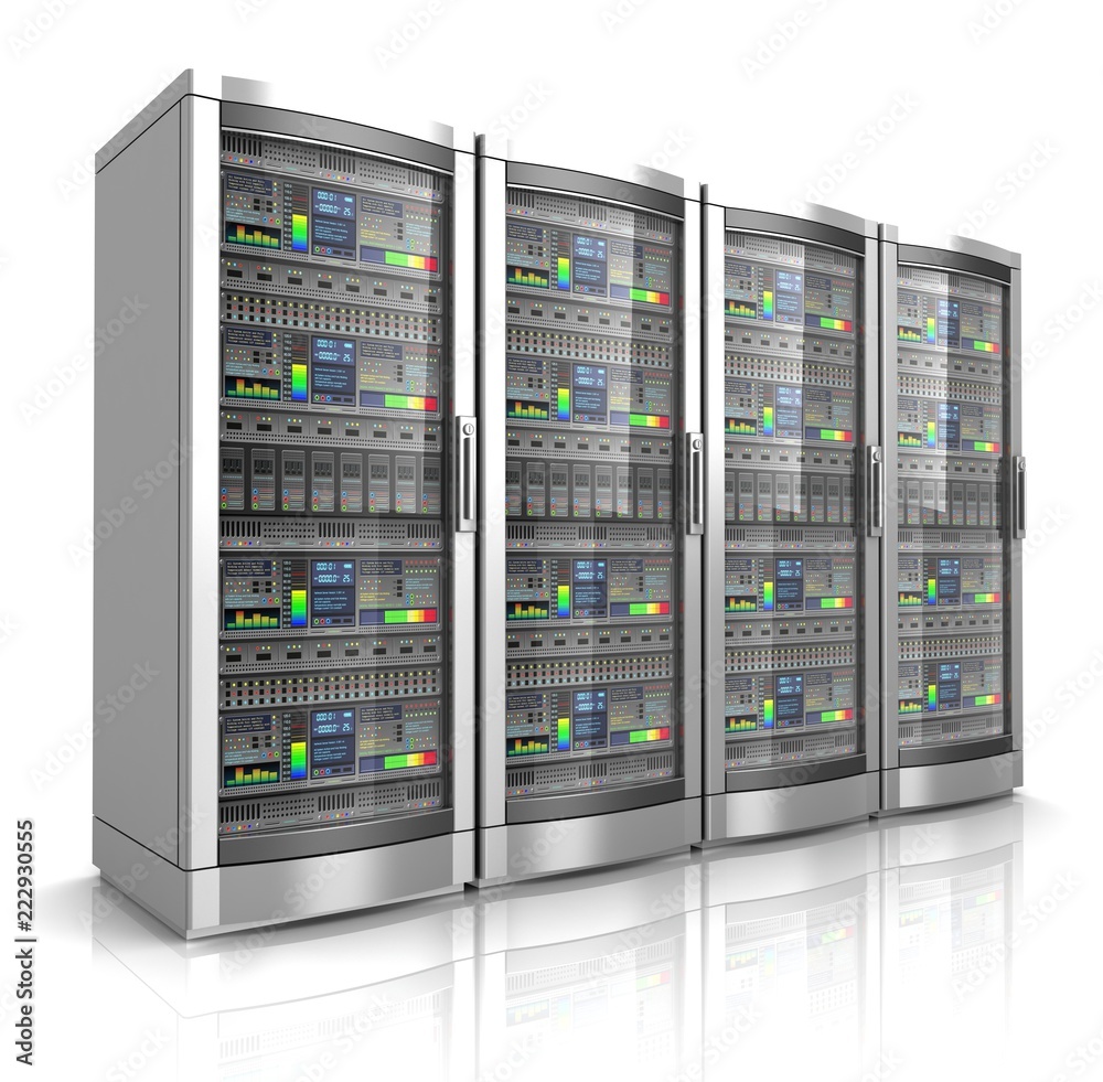 network workstation servers 3d illustration