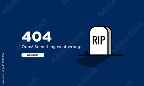 Oops Wrong Page Error Message 404 with Tombstone Vector Illustration 