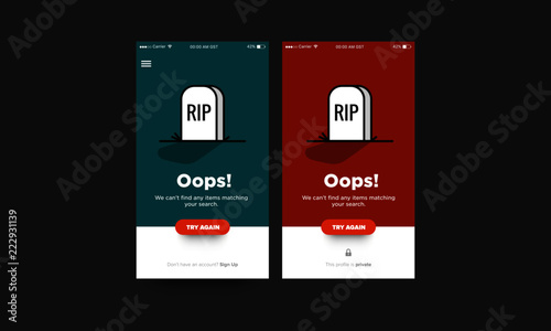 Oops Wrong Page Error Message 404 with Tombstone Vector Illustration 