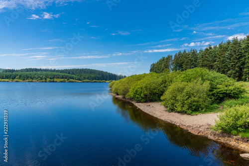 View from the dam over the Alwen Reservoir, Conwy, Wales, UK