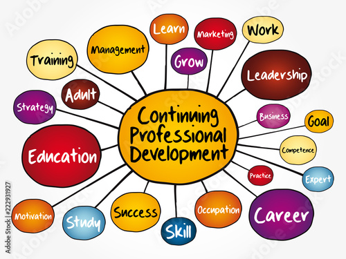 Continuing Professional Development mind map flowchart, business concept for presentations and reports