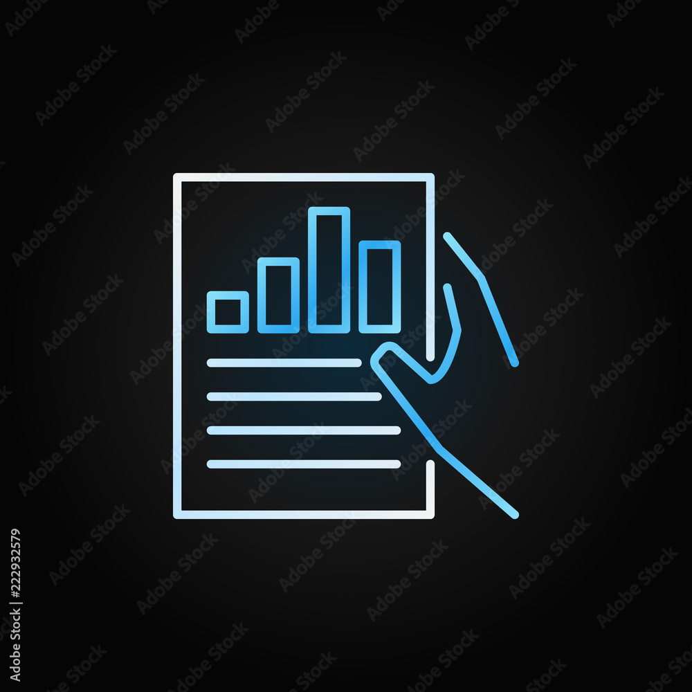Hand holding Business report vector colored outline icon