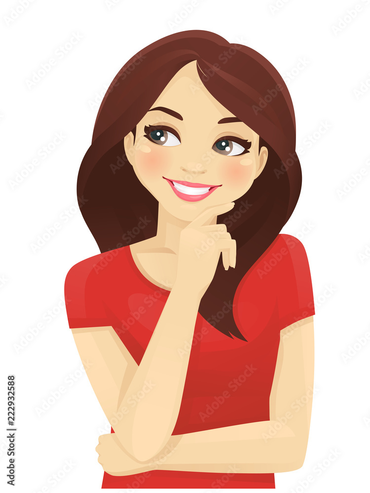 Cute thinking woman looking away isolated on white background Cute thinking woman looking away isolated on white background