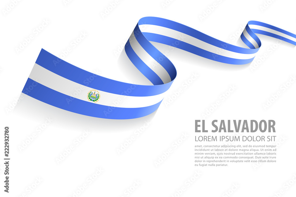 Vector Banner with El Salvador Flag colors - obrazy, fototapety, plakaty 