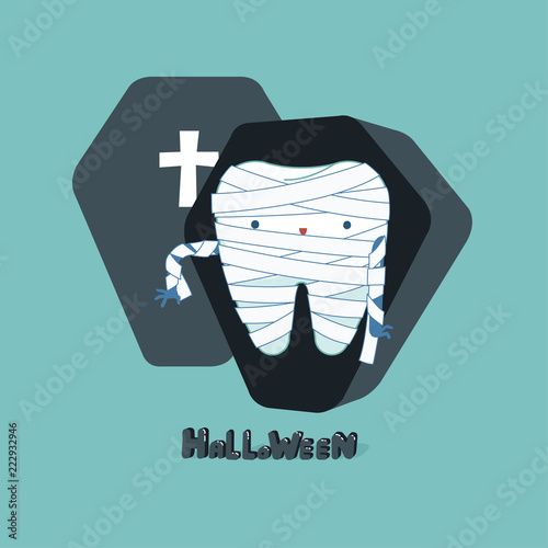 Halloween day of dental, tooth fantacy concept.