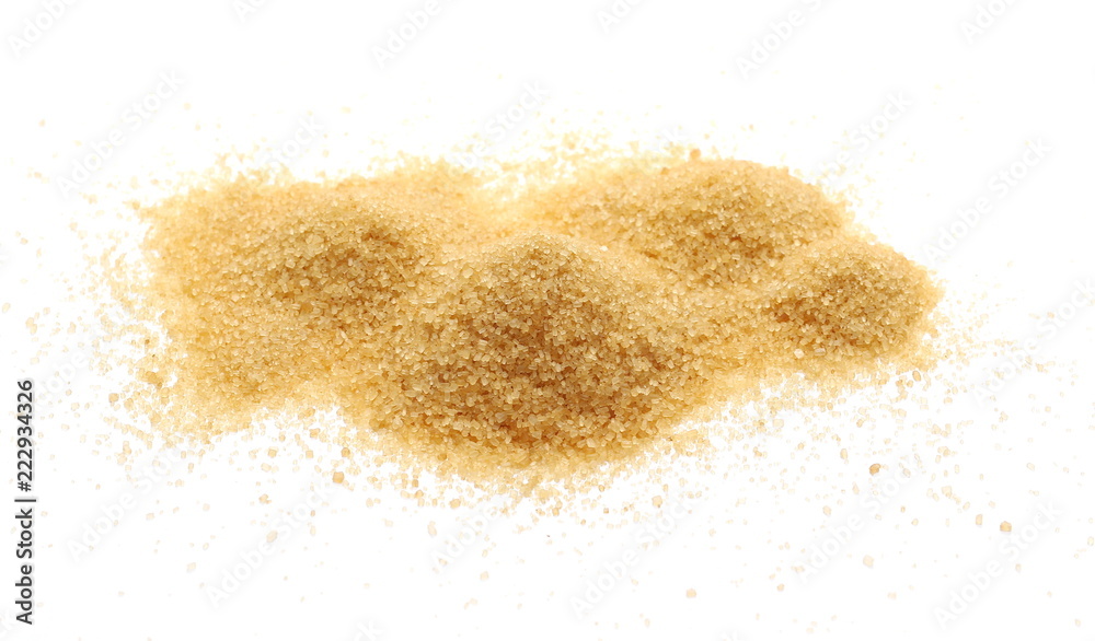Brown cane sugar pile isolated on white background and texture Brown cane sugar pile isolated on white background and texture
