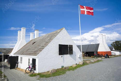 Slika na platnu Old traditional smokehouses with characteristic chimneys in Hasle, Bornholm, Denmark