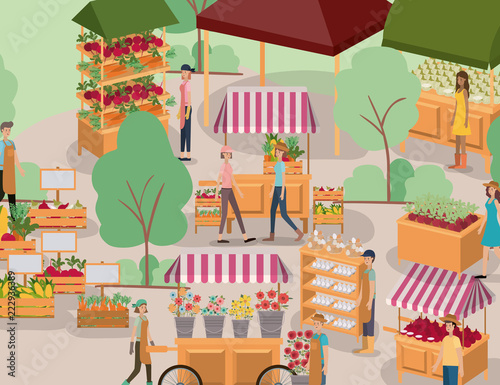people with plants vivarium scene icons