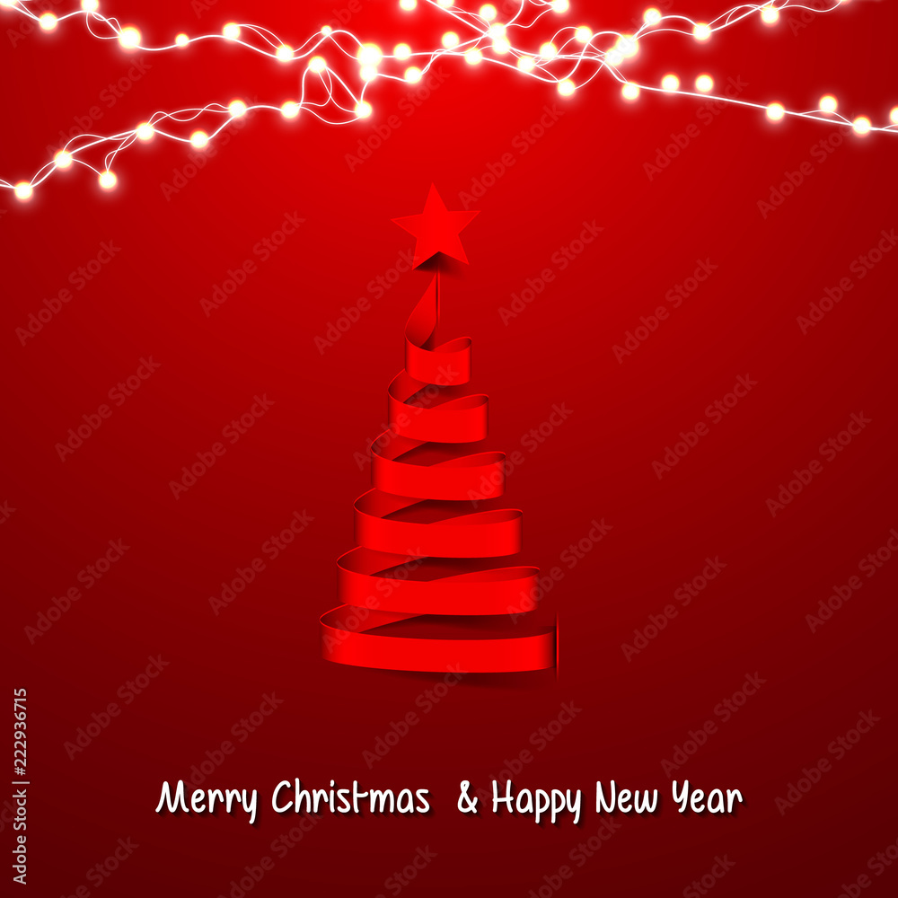 Merry Christmas with abstract Christmas tree. Merry Christmas and happy new year greeting card vector design.