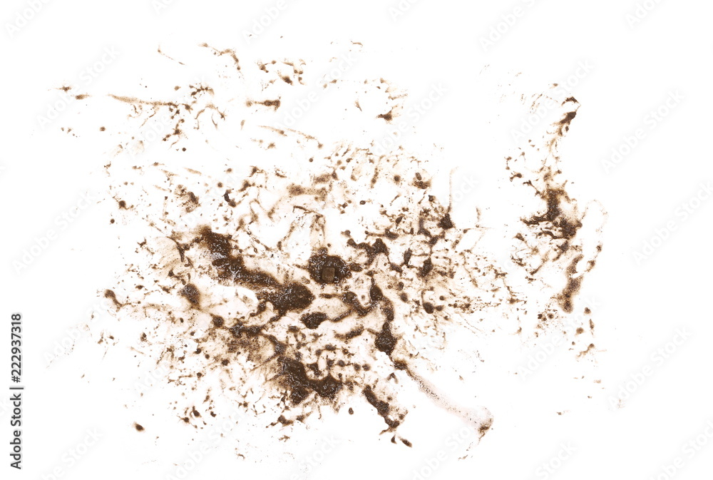 Foto Stock Wet mud stains texture isolated on white background, top view |  Adobe Stock