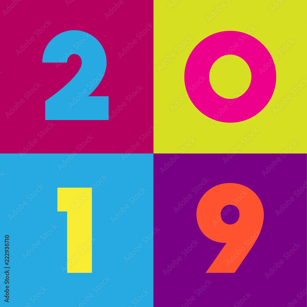 Happy new year 2019 greeting card design Happy new year 2019 greeting card design