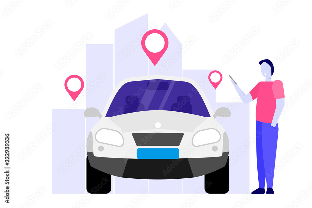 Car Sharing, Transport renting service concept. Vector illustration. Car Sharing, Transport renting service concept. Vector illustration.