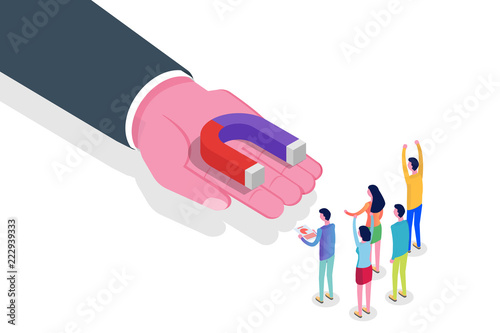 Lead Generate, Inbound Marketing Magnet isometric concept. Vector illustration