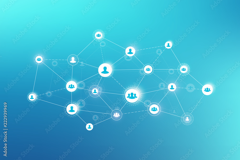 Social media network and marketing concept on virtual green background. Global business concept and internet technology, Analytical networks. Vector illustration Social media network and marketing concept on virtual green background. Global business concept and internet technology, Analytical networks. Vector illustration