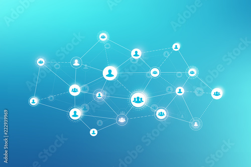 Social media network and marketing concept on virtual green background. Global business concept and internet technology, Analytical networks. Vector illustration
