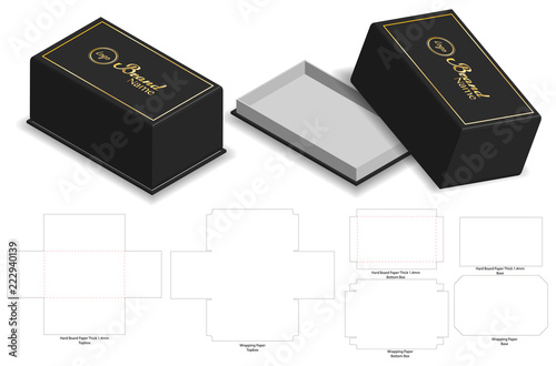 hard board paper rigid box 3d mockup with dieline