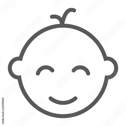 Baby boy line icon, baby and child, face sign, vector graphics, a linear pattern on a white background.