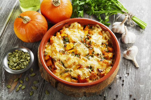 Chicken baked with pumpkin