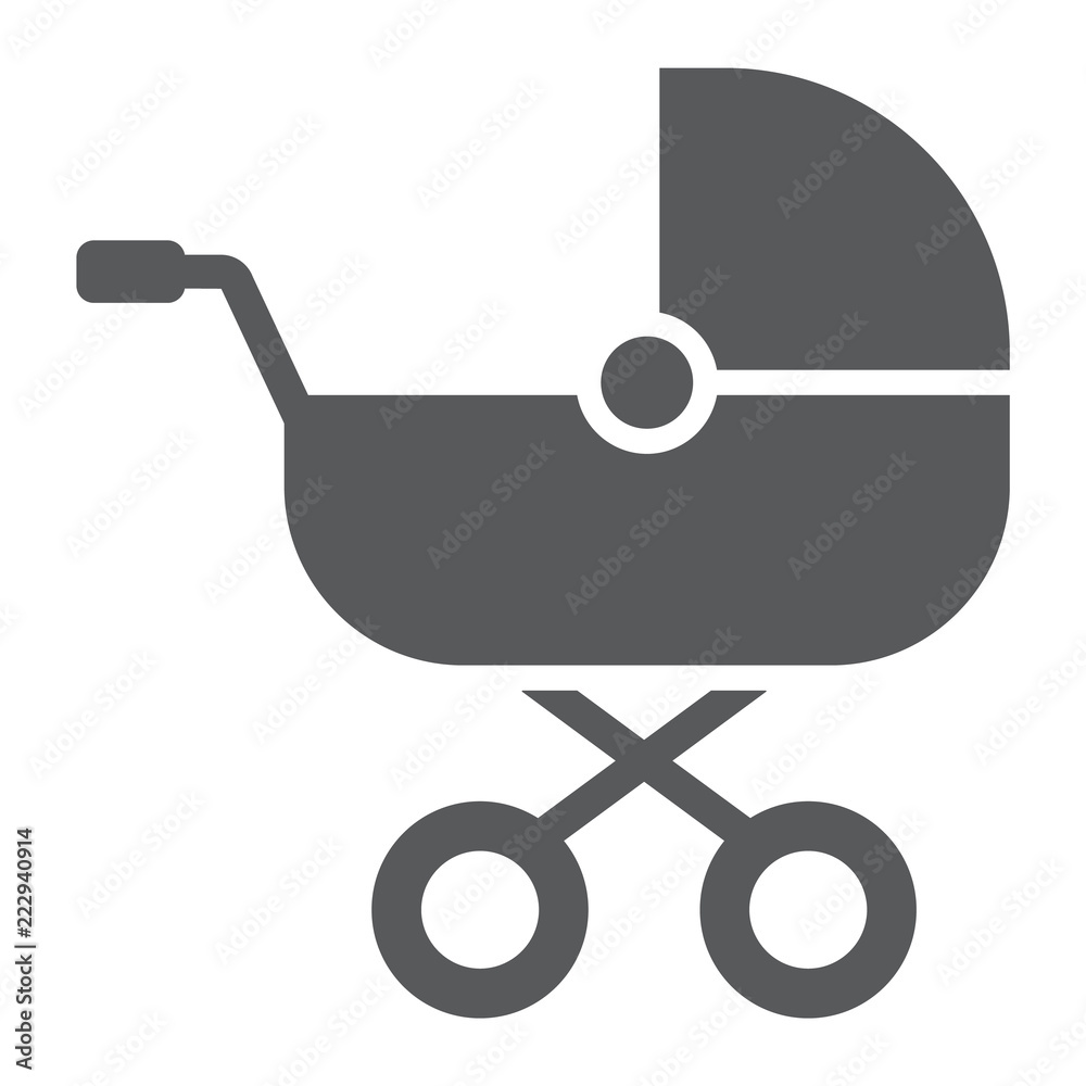 Baby carriage glyph icon, child and pram, buggy sign, vector graphics, a solid pattern on a white background. Baby carriage glyph icon, child and pram, buggy sign, vector graphics, a solid pattern on a white background.