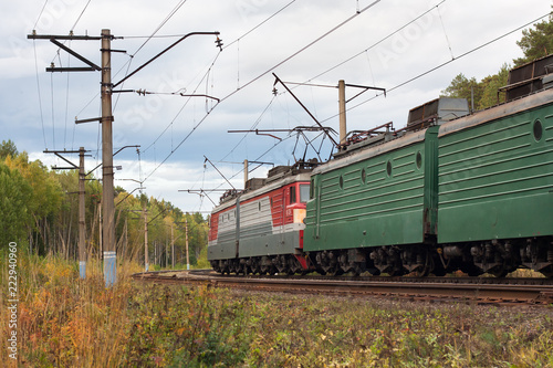 electric locomotive on the railway track