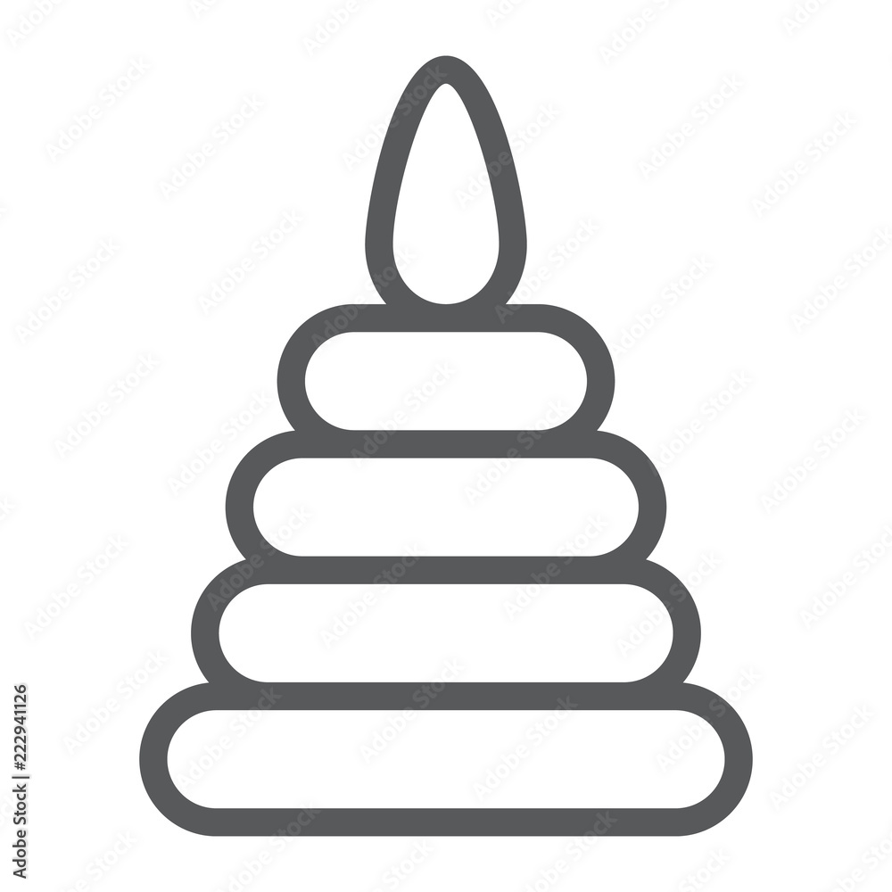 Toy pyramid line icon, child and play, tower sign, vector graphics, a linear pattern on a white background. Toy pyramid line icon, child and play, tower sign, vector graphics, a linear pattern on a white background.