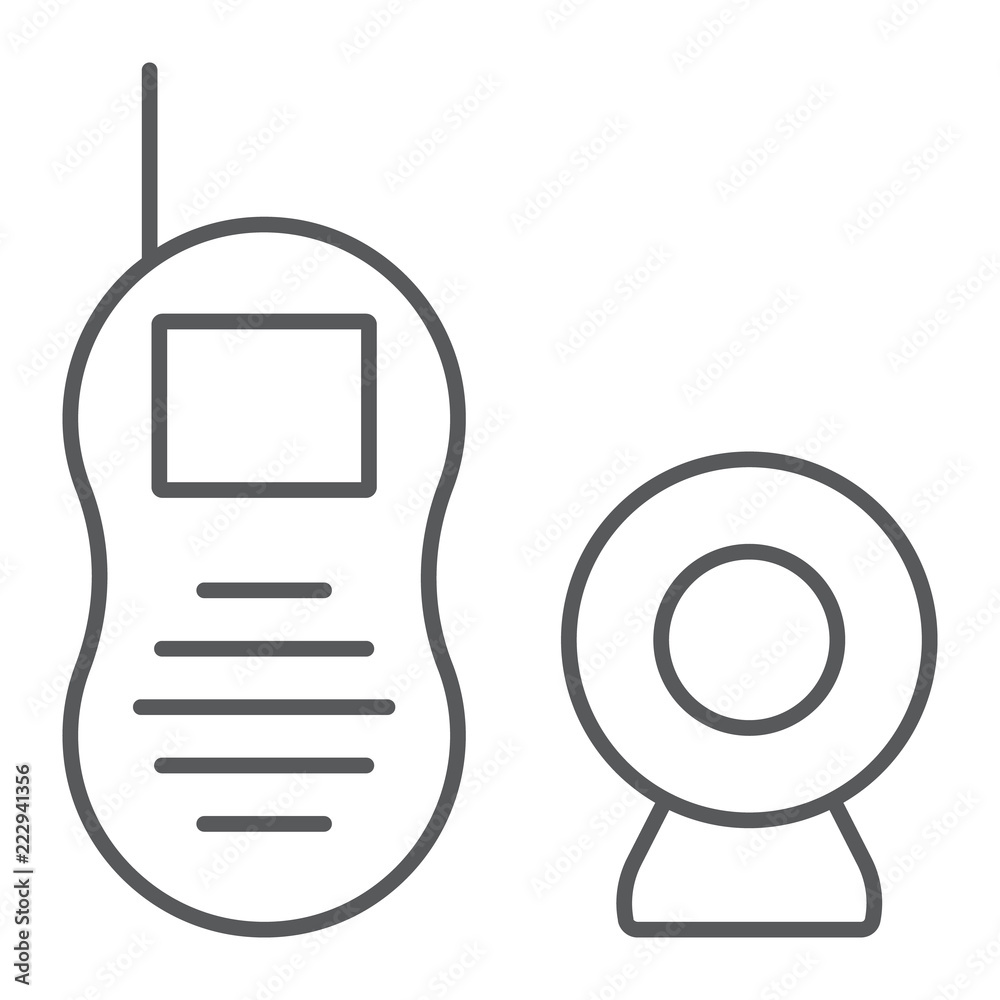 Baby monitor thin line icon, child and equipment, radio sign, vector  graphics, a linear pattern on a white background. vector de Stock | Adobe  Stock