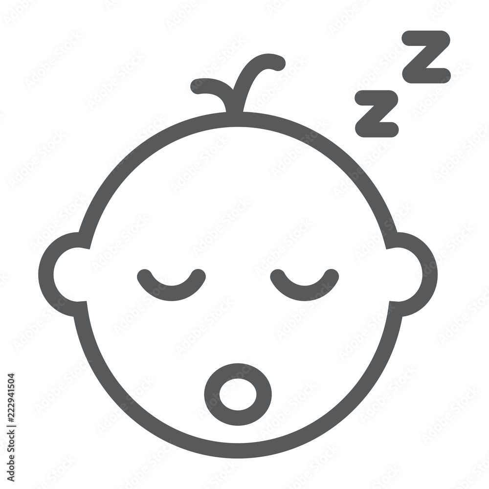 Baby boy sleep line icon, child and sleep, kid sign, vector graphics, a linear pattern on a white background. Baby boy sleep line icon, child and sleep, kid sign, vector graphics, a linear pattern on a white background.