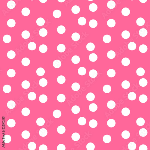 Baby pink background scattered dots polka seamless pattern