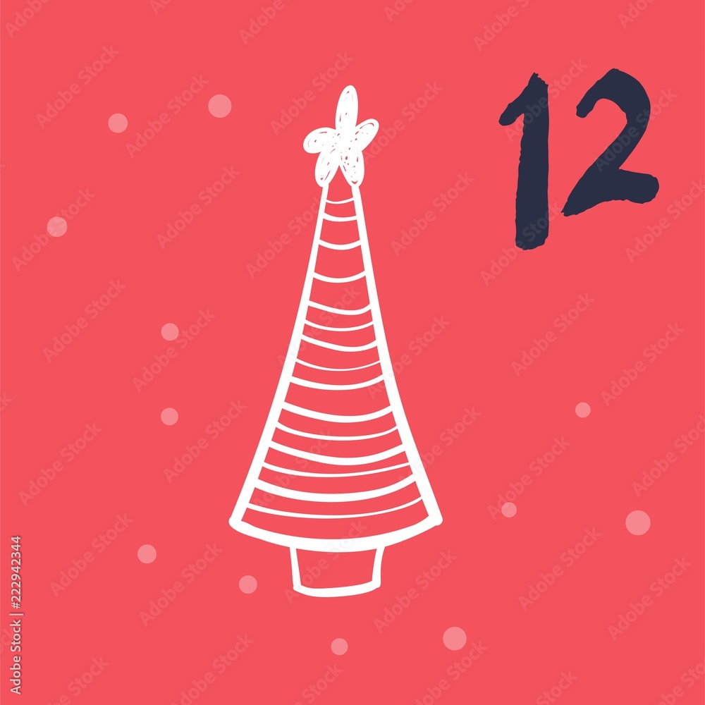 Christmas Advent calendar with hand drawn elements. Xmas Poster. Vector illustration Christmas Advent calendar with hand drawn elements. Xmas Poster. Vector illustration