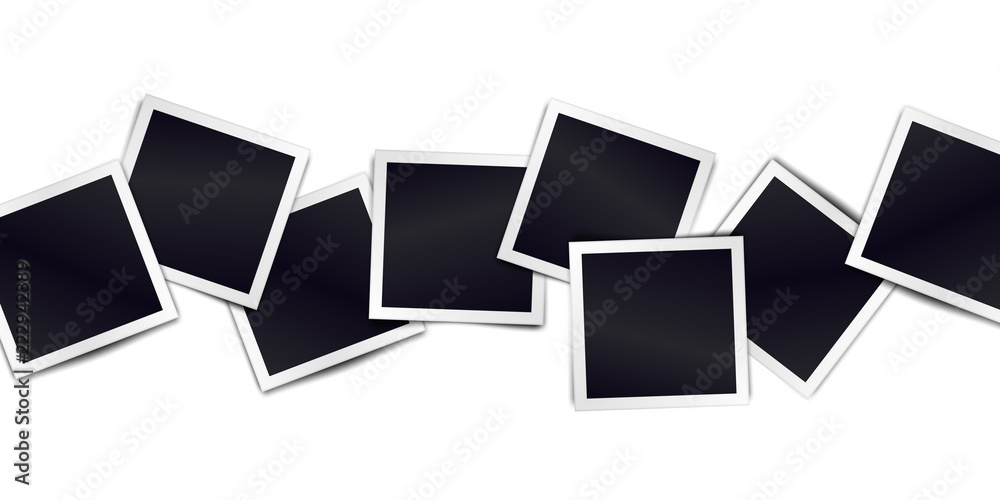 Composition of realistic black photo frames on light background. Mockups for design. Vector illustration. Composition of realistic black photo frames on light background. Mockups for design. Vector illustration.