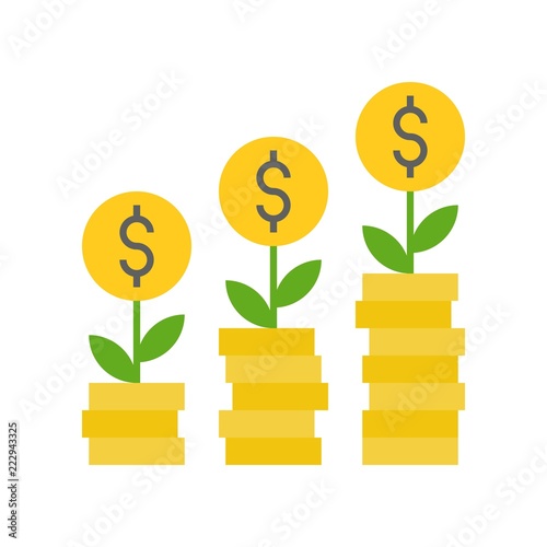 coin tree and stack of coins, investment and financial related icon