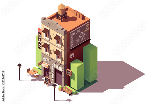 Vector isometric coworking building