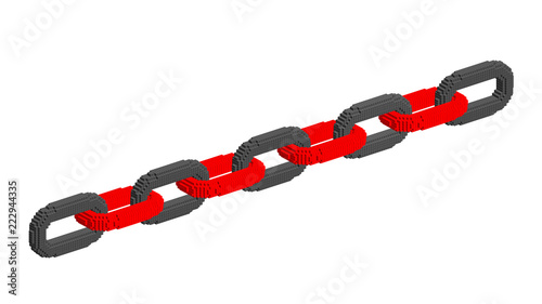 Abstract voxel chain. Block...