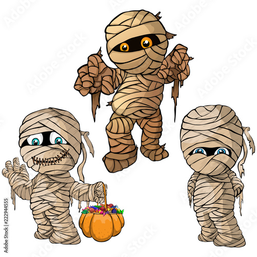 Vector isolated illustration of a set mummy for Halloween photo